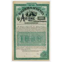 Raleigh & Augusta Air-Line Railroad Co. 1885. Specimen Bond.