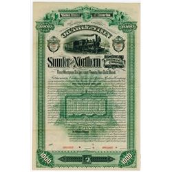 Charleston Sumter & Northern Railroad Co. 1890. Specimen Bond.