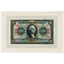 American Bank Note Company "20 Denomination" 1910-30 Advertising Banknote - Bond