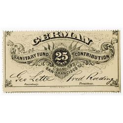 German Sanitary Fund. 1860-65 Obsolete Scrip Note-Lottery Ticket.