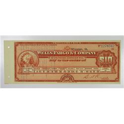 Wells Fargo & Co.. ND(ca.1930's). Issued Unused Traveler's Check.