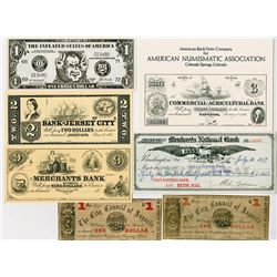 Obsolete Banknotes, Reprints and Curiosities, ca.1860-1970's Lot of 7 Items.