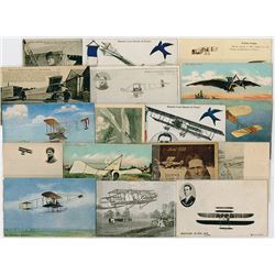 Collection of French and German Military Aviation Postcards ca. 1880-1920