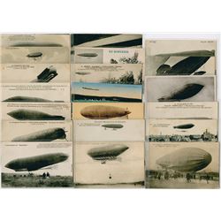 Collection of French Military Airship Postcards, ca. 1890-1930