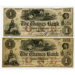 Thames Bank Obsolete Pair from different Locations 1856. Pair of Obsolete Notes.