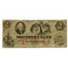Image 1 : Southern Bank of Georgia. 1858 Obsolete Banknote.