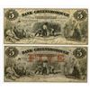 Image 1 : Bank of Greensborough. 1858 Obsolete Banknote Pair.