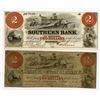 Image 1 : GA., Southern Bank of Georgia & MD., Bank of Commerce. 1862 Obsolete Banknote Pair.