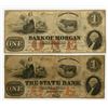 Image 1 : Bank of Morgan, The State Bank. 1857 Obsolete Banknote Pair.