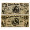 Image 1 : Farmers' and Drovers' Bank Obsolete Banknote Pair from New York and Indiana. 1858 Obsolete Notes.