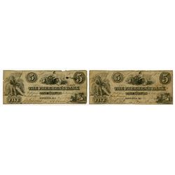 Freemen's Bank. 1857 Obsolete Banknote Duo.