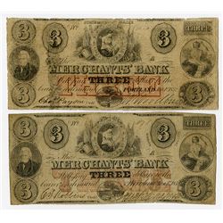 Providence, RI.; and Portland, ME., Merchants' Bank. 1859 Obsolete Banknote Pair.