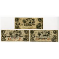 Boylston Bank (Haxby Plate Note) & The Bank of Washtenaw 1854 Trio of Obsolete Banknotes