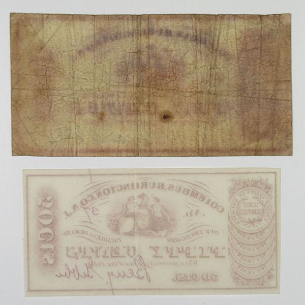 Columbus, Burlington, Co. 1862 Obsolete Scrip Note Pair. - Archives ...