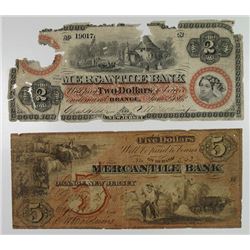 Mercantile Bank. 1862 Obsolete Banknote Pair.