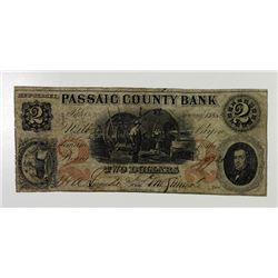 Passaic County Bank. 1852. Obsolete Note.