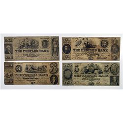 People's Bank. 1851. Quartet of Obsolete Notes.