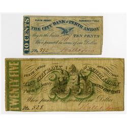 City Bank of Perth Amboy. 1862 Obsolete Scrip Note Pair.