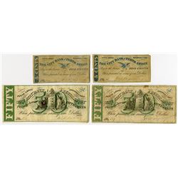 City Bank of Perth Amboy. 1862 Obsolete Scrip Note Quartet.