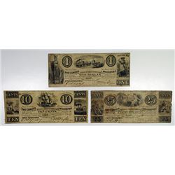 Woodbury, NJ. Camden & Woodbury Rail Road & Transportation Co. 1837 Obsolete Banknote Trio.