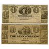 Image 1 : Bank of Corning, Pennsylvania Savings Bank, 1846 Obsolete Banknote Duo.