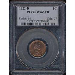 1922-D Lincoln 1c PCGS MS65RB