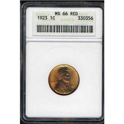 1923 1C Lincoln Cent ANACS MS66RD