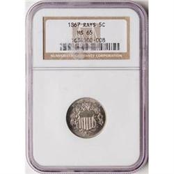 1867 5C RAYS NICKEL NGC MS65