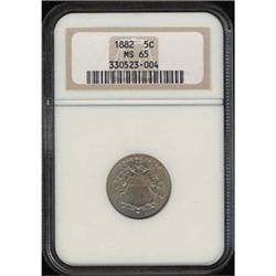 1882 5C NICKEL NGC MS65