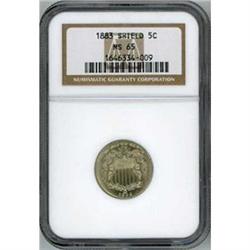 1883 5C SHIELD NICKEL NGC MS65