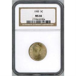1900 5C NICKEL NGC MS66