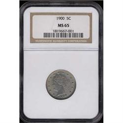 1900 5C NICKELS NGC MS65
