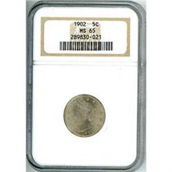 1902 5C NICKEL NGC MS65