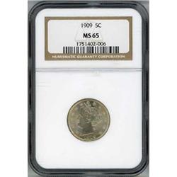 1909 5C NICKEL NGC MS65