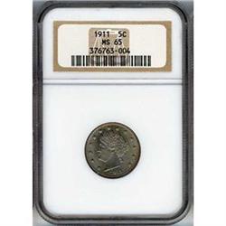 1911 5C NICKELS NGC MS65
