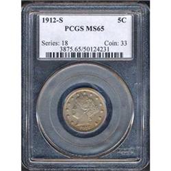 1912-S 5C Nickel PCGS MS65 Coin