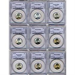 Wartime Set Jefferson 5c '42-'45 PCGS MS66