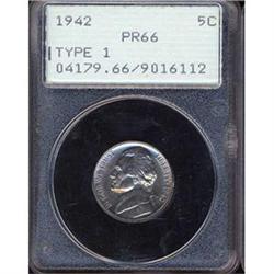 1942 Type 1 Jefferson Nickel PCGS PR66