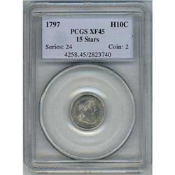 1797 Draped Bust Half Dime 15 Stars PCGS XF45