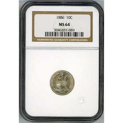 1886 Liberty Seated Dime NGC MS 64