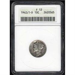 1942/1-D Mercury 10c ANACS F12