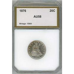 1876 Liberty Seated Twenty Cent PCI AU 58