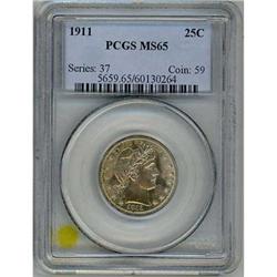 1911 Barber Quarter PCGS MS65