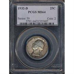 1932-D 25C QUARTER DOLLAR PCGS MS64