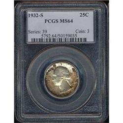 1932-S 25C QUARTER DOLLAR PCGS MS64