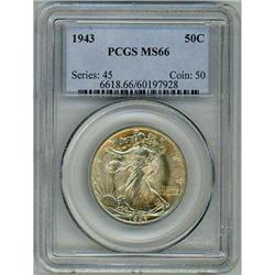 1943 Walking Liberty Half Dollar PCGS MS66