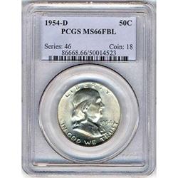 1954-D 50C HALF DOLLAR PCGS MS66FBL