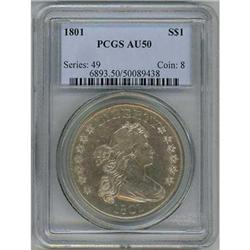 1801 Draped Bust Dollar PCGS AU50