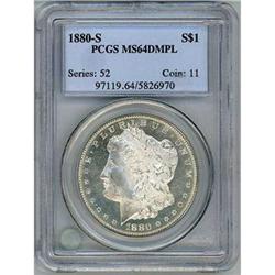 1880-S Morgan Dollar S$1 PCGS MS64DMPL