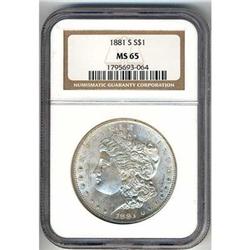 1881-S Morgan Dollar S$1 NGC MS65